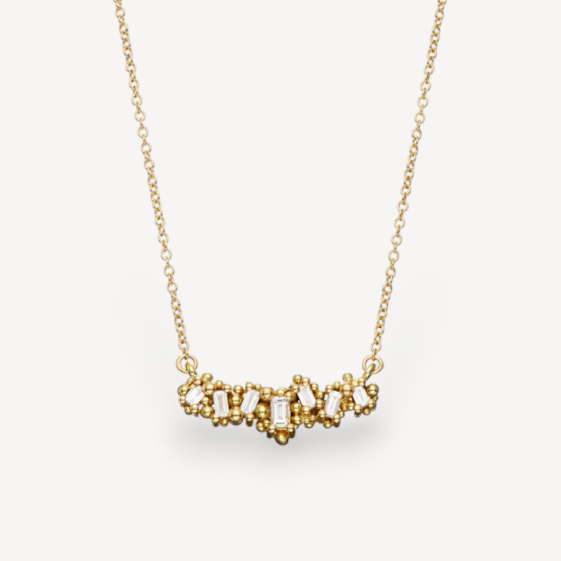 Baguette Diamond Necklace in Yellow Gold