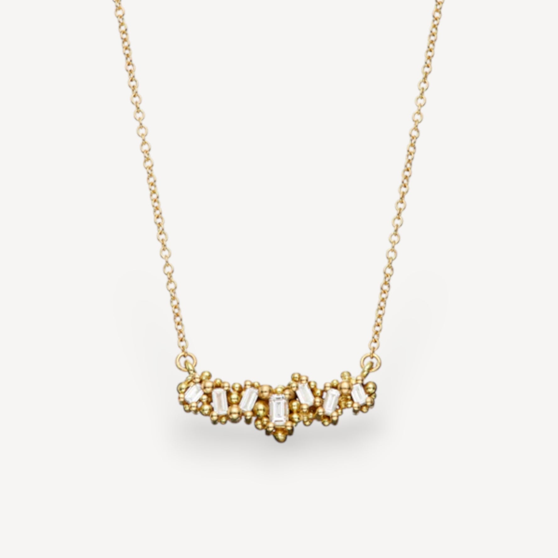Baguette Diamond Necklace in Yellow Gold