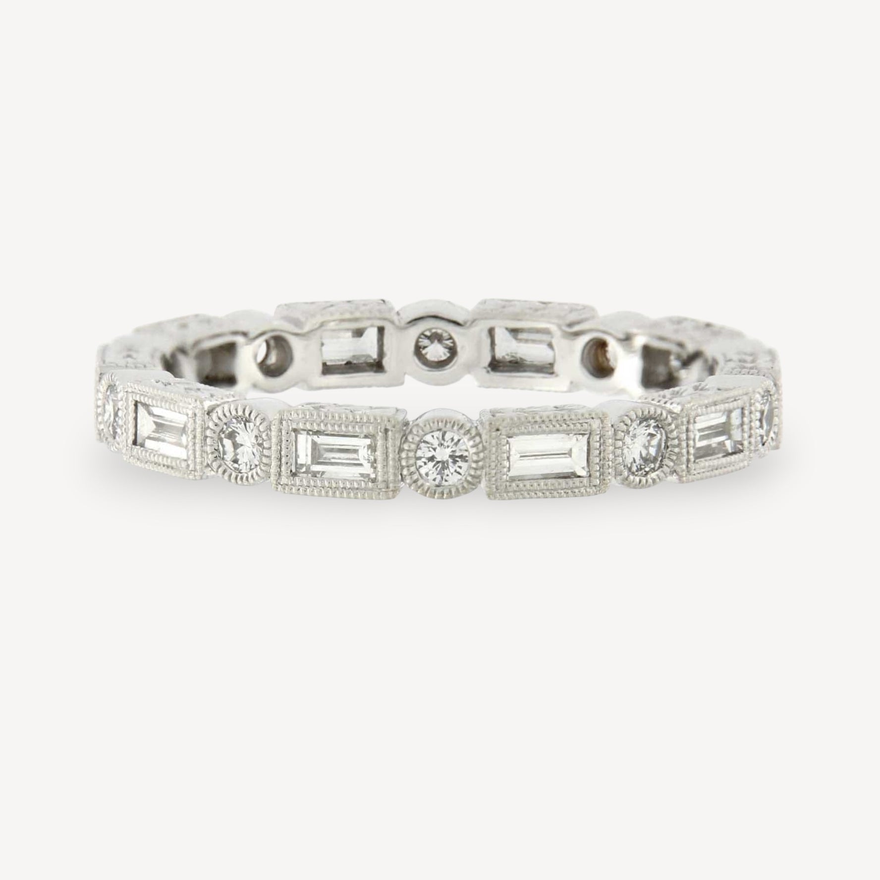 Baguette & Round Diamond Eternity Band Platinum