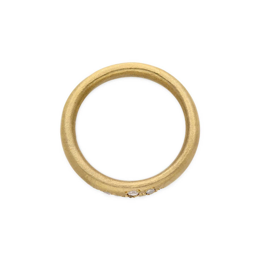 3mm Gold Ring with Champagne Diamond Detail