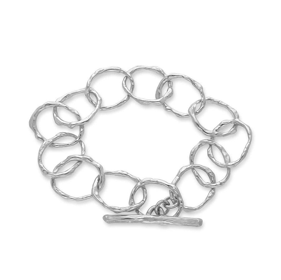 Silver Wave Chain Bracelet with t-bar