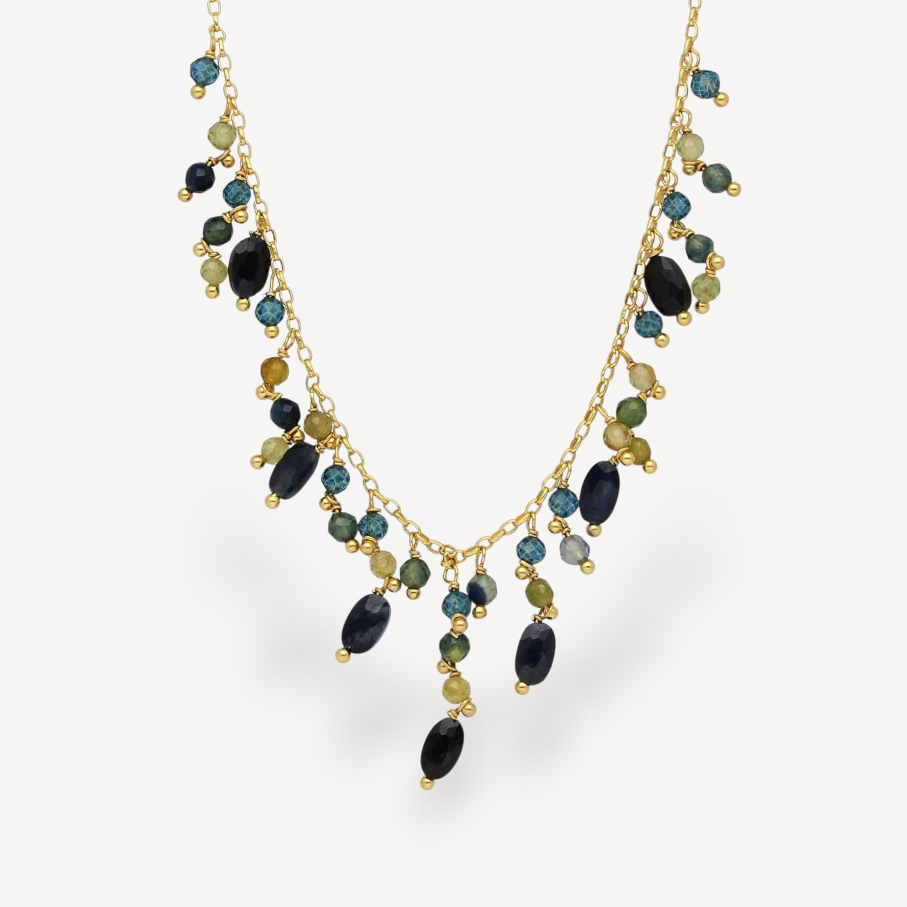 BRINA Necklace with Blue Sapphires & Gemstones