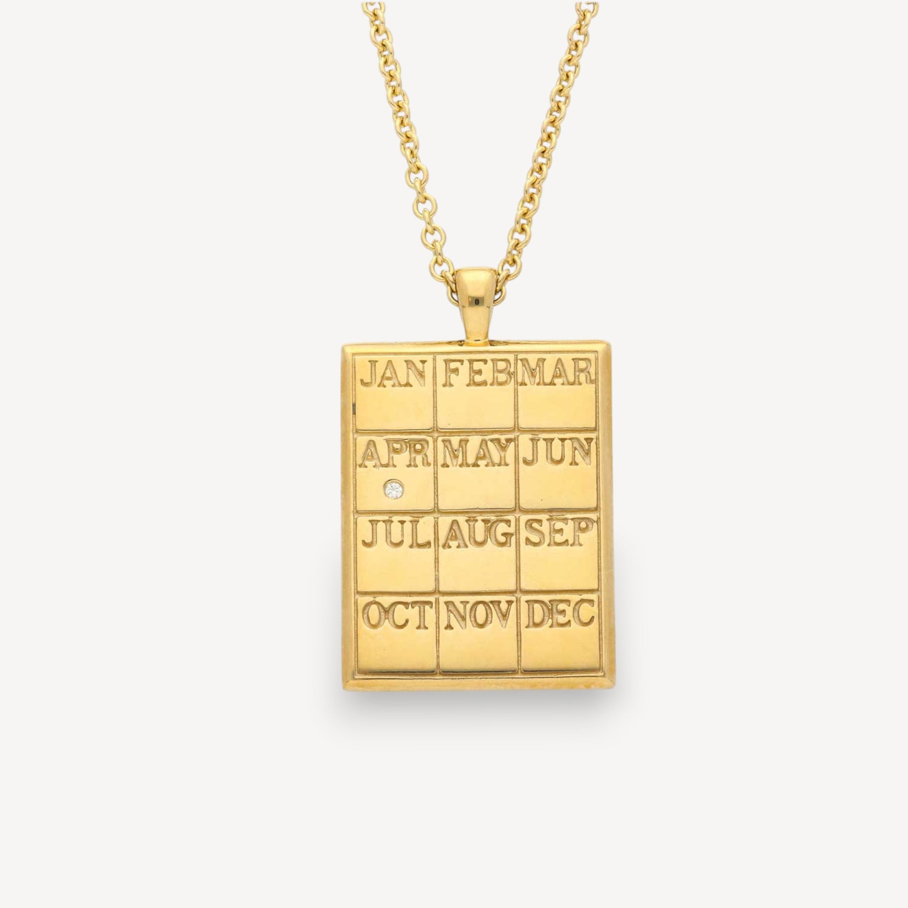 CALENDAR Necklace with Diamond Gold Plated