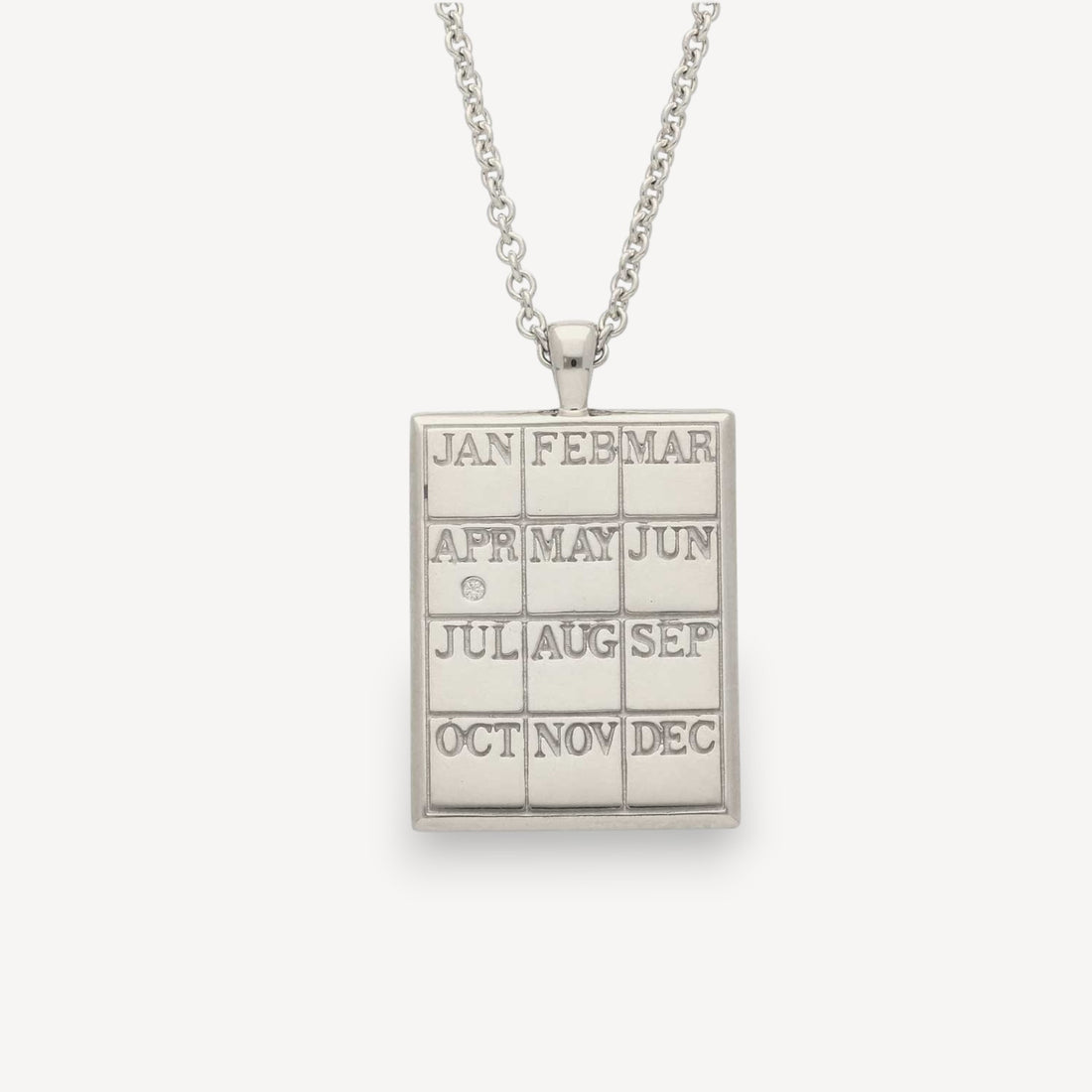 CALENDAR Necklace with Diamond in Silver