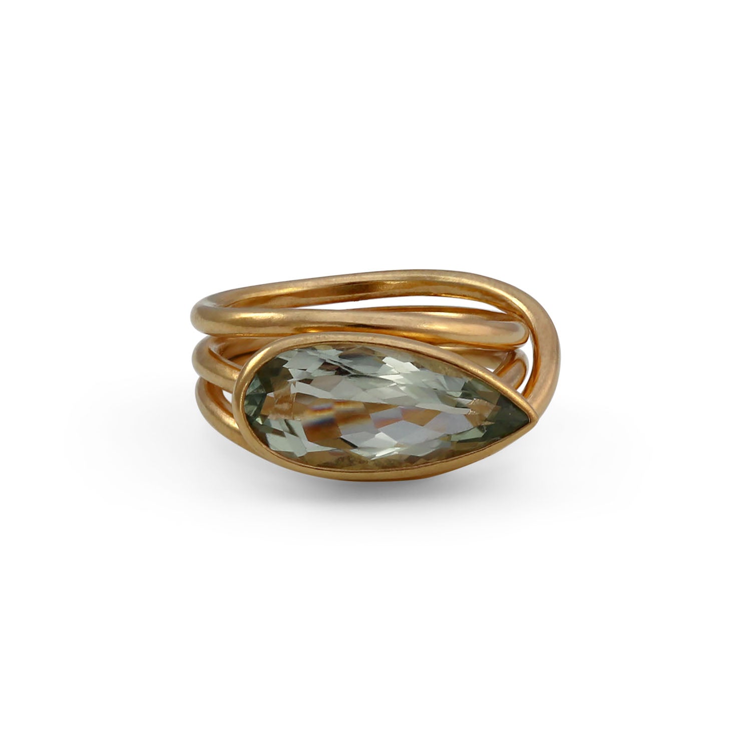KOMOREBI Green Quartz Ring Gold Plated