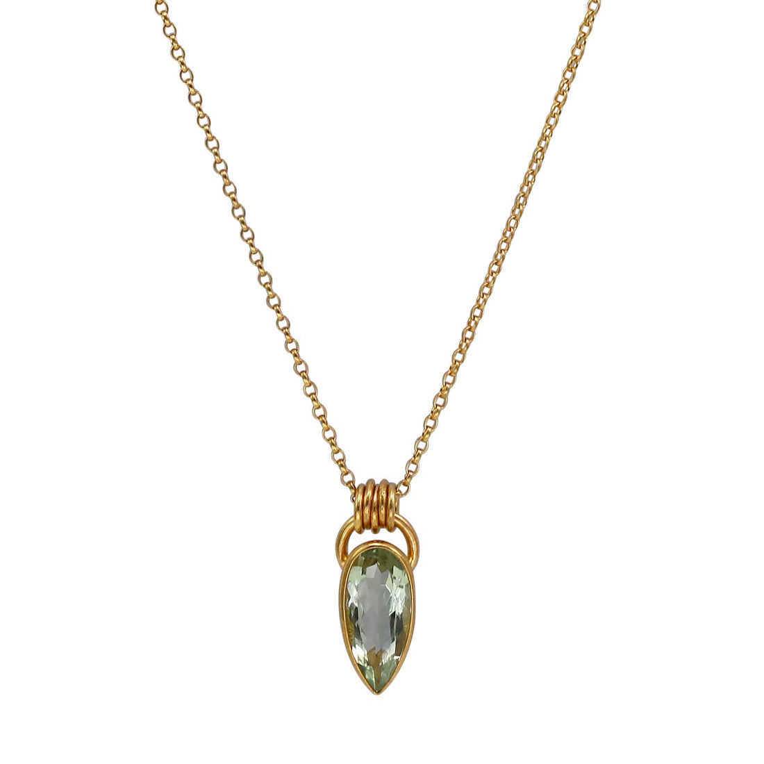 Cara tonkin at ethical jeweller E.C.One London KOMOREBI Green Quartz Pendant Gold Plated