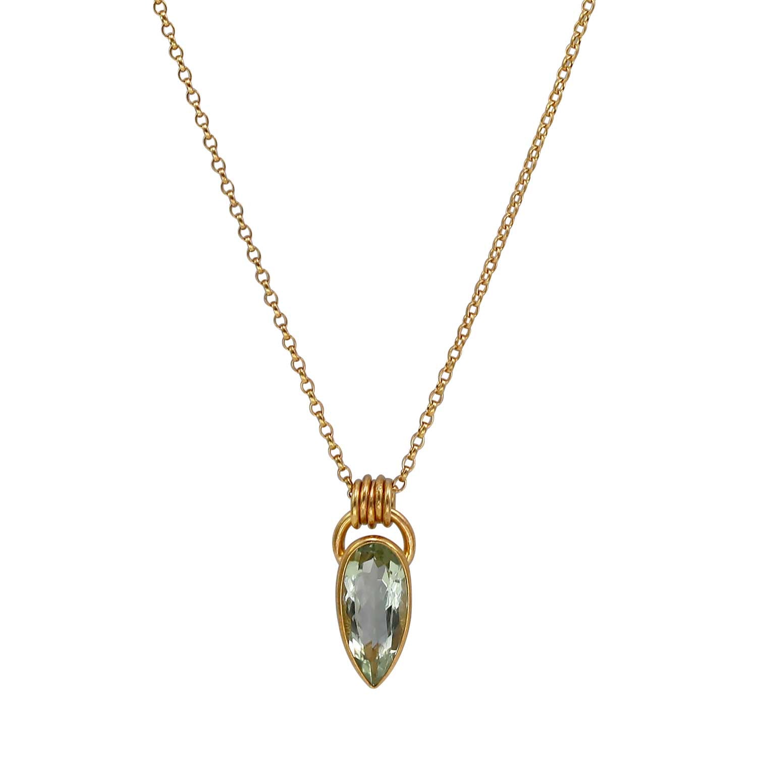 Cara tonkin at ethical jeweller E.C.One London KOMOREBI Green Quartz Pendant Gold Plated