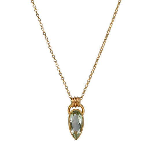 Cara tonkin at ethical jeweller E.C.One London KOMOREBI Green Quartz Pendant Gold Plated