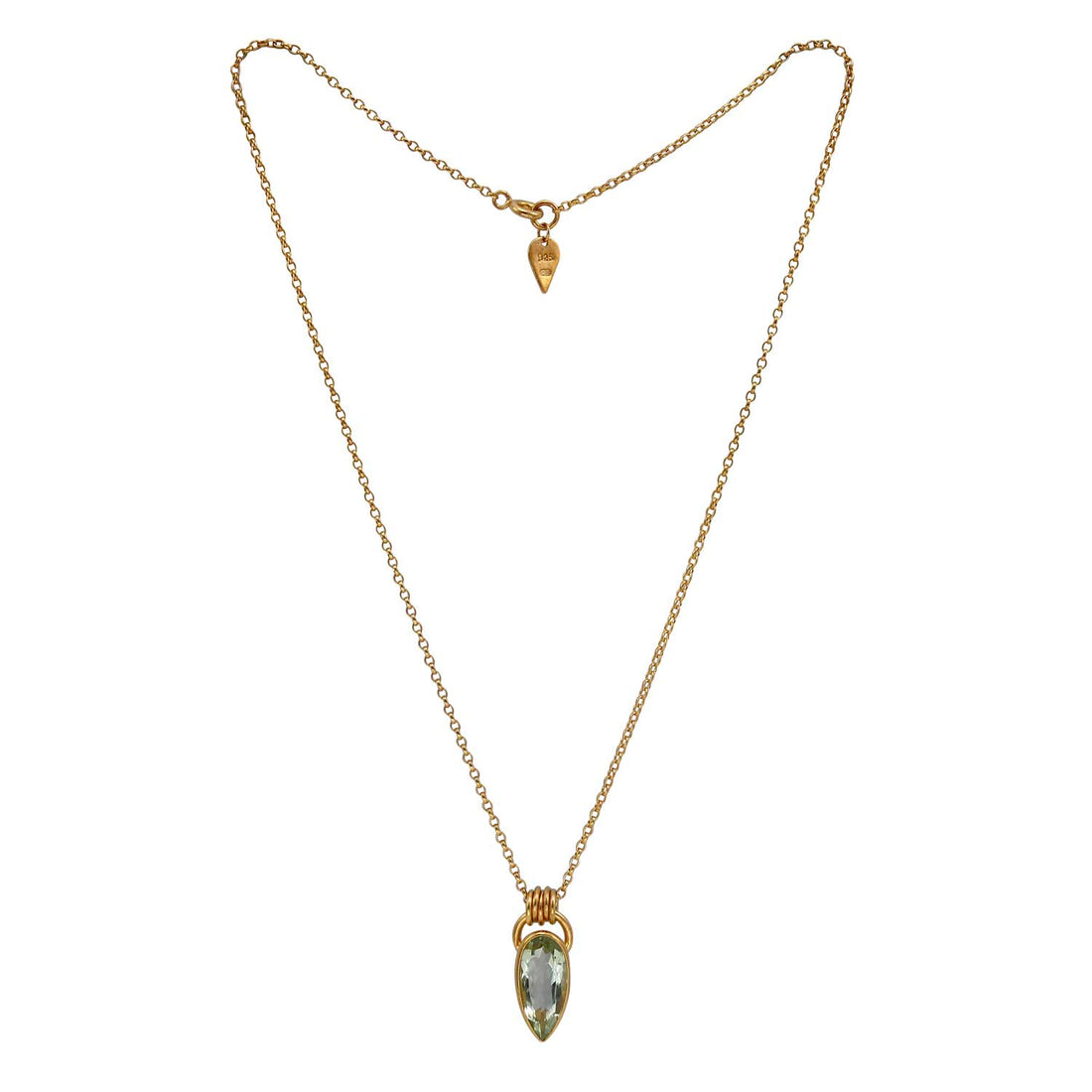 Cara tonkin at ethical jeweller E.C.One London KOMOREBI Green Quartz Pendant Gold Plated