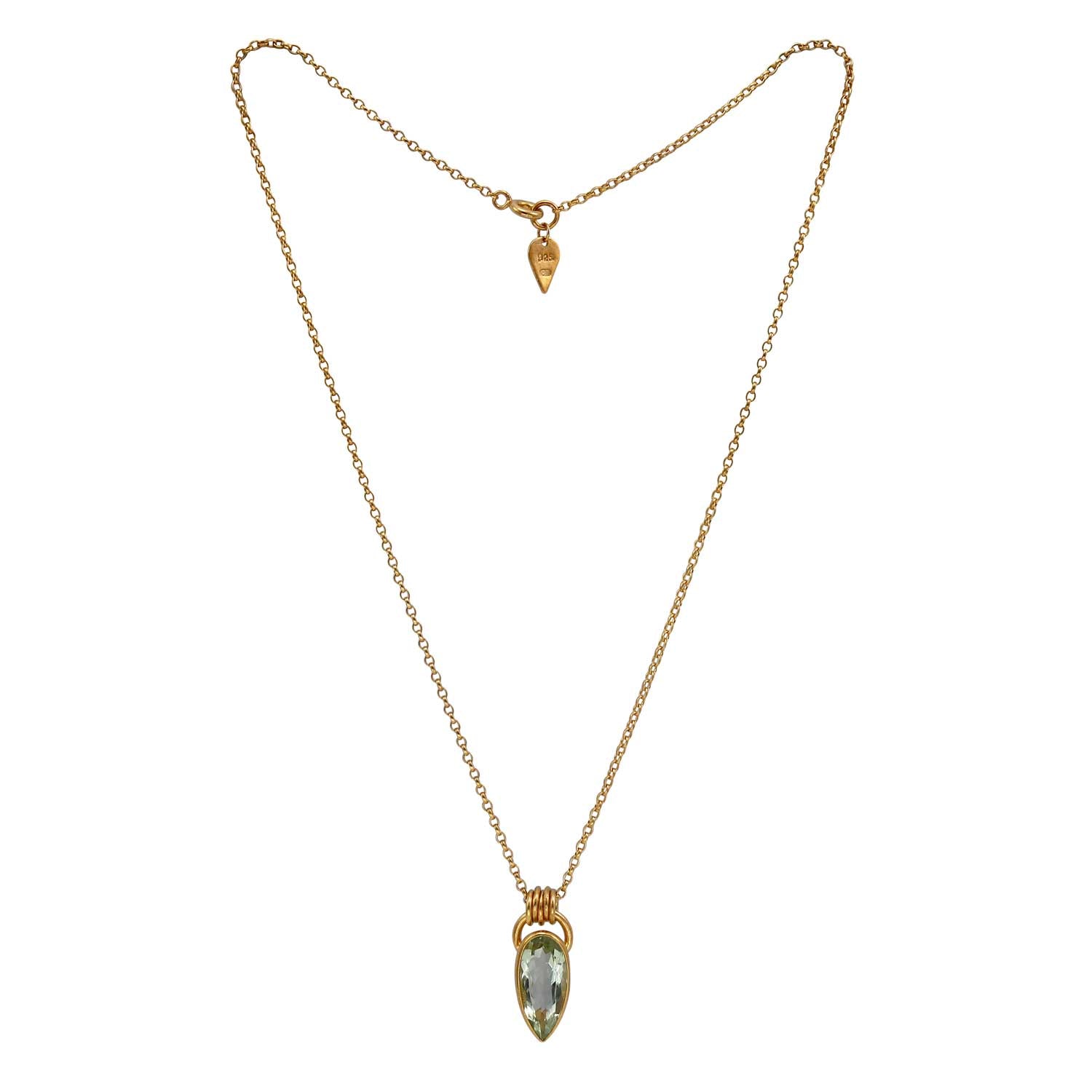 Cara tonkin at ethical jeweller E.C.One London KOMOREBI Green Quartz Pendant Gold Plated
