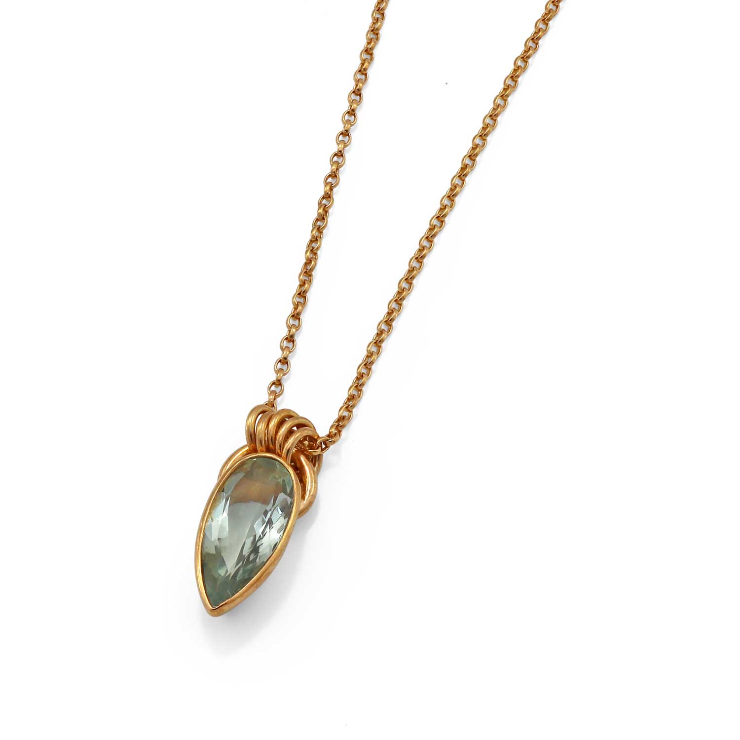 Cara tonkin at ethical jeweller E.C.One London KOMOREBI Green Quartz Pendant Gold Plated