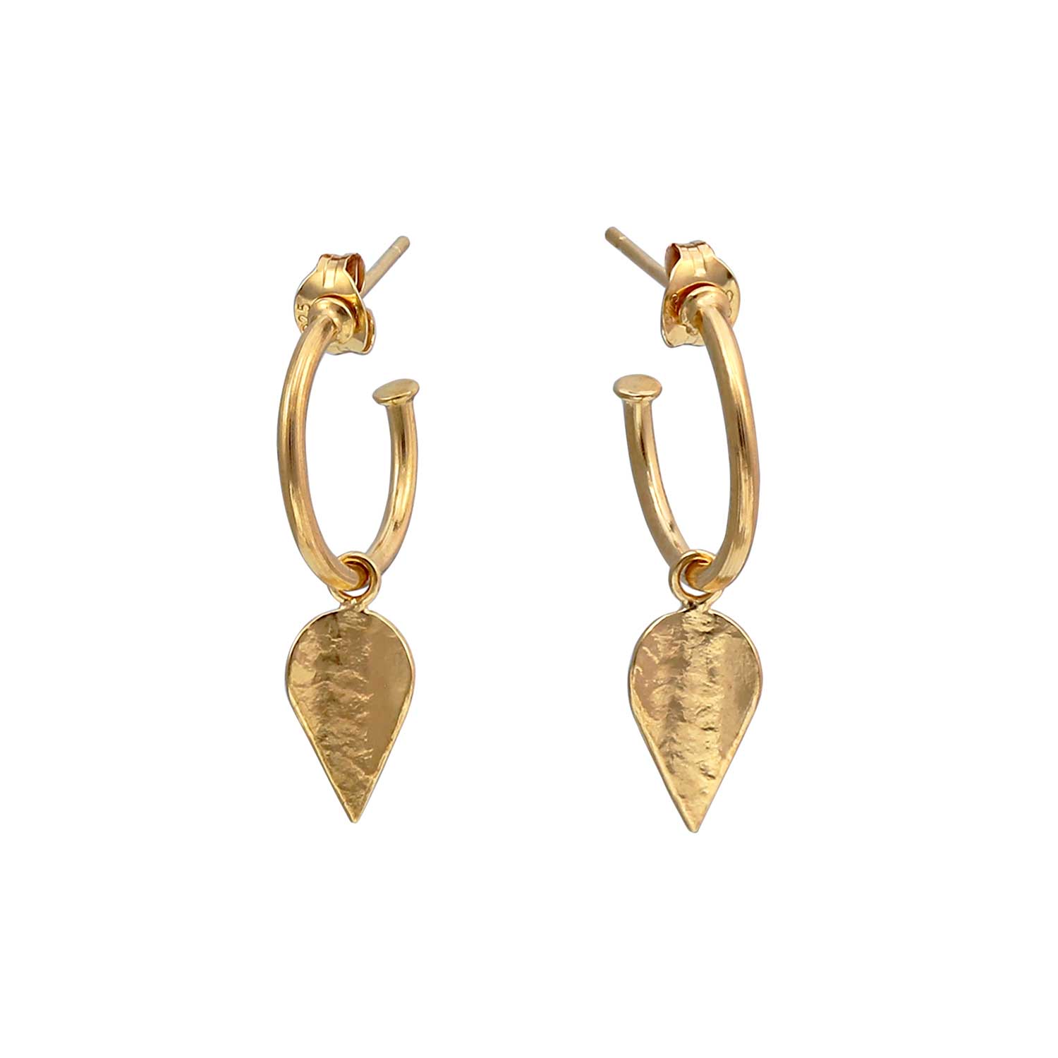 KOMOREBI Leaf Drop Hoop Earrings Gold Plated