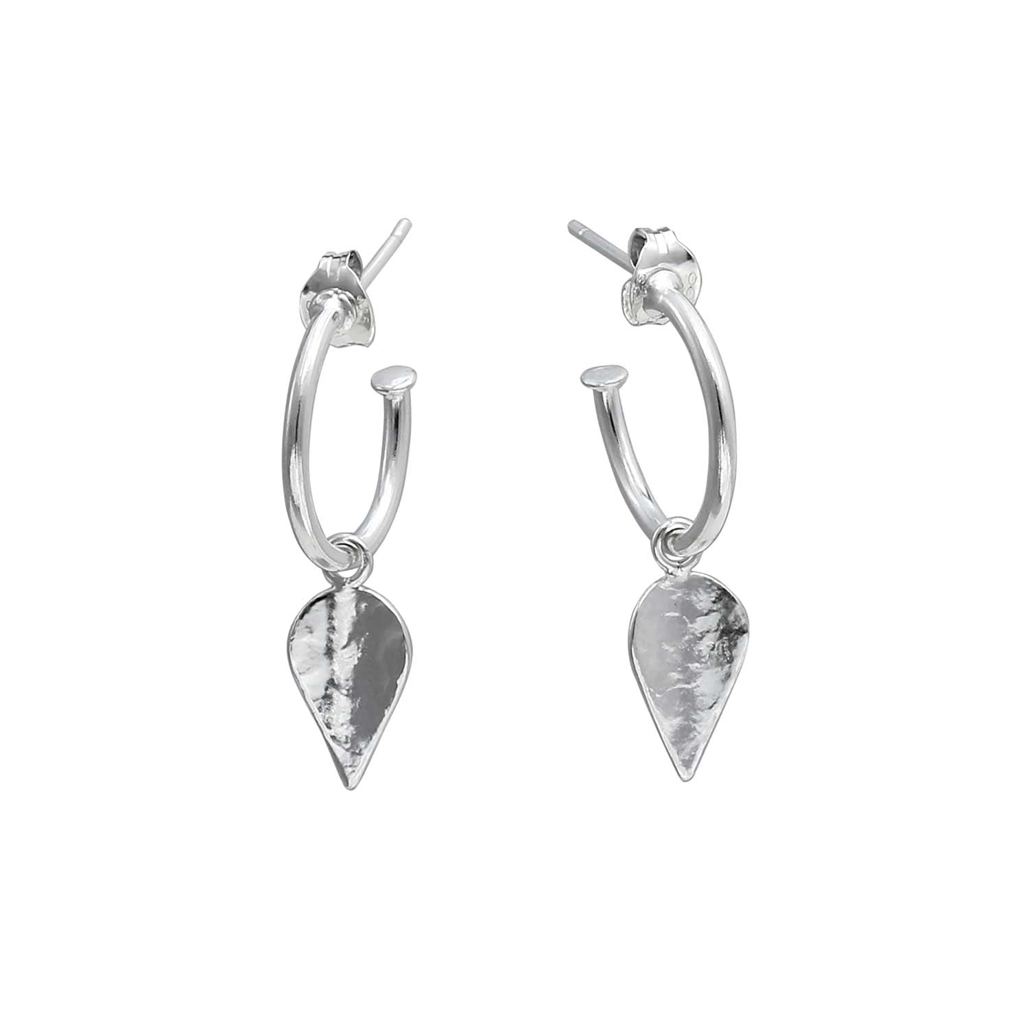 KOMOREBI Leaf Drop Hoop Earrings Silver