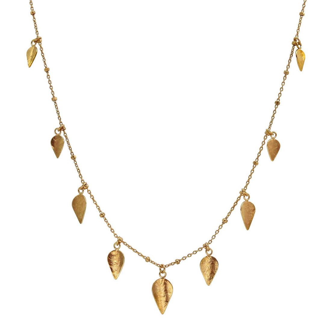 Cara tonkin at ethical jeweller E.C.One London KOMOREBI Scattered Leaves Necklace gold plated
