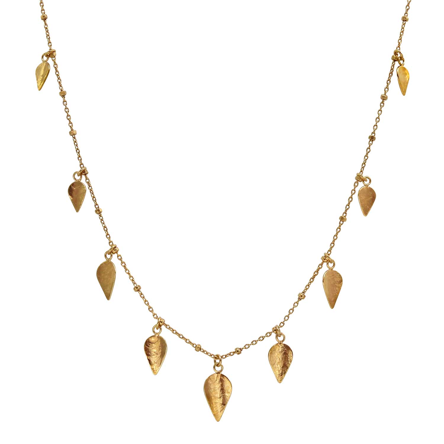 Cara tonkin at ethical jeweller E.C.One London KOMOREBI Scattered Leaves Necklace gold plated
