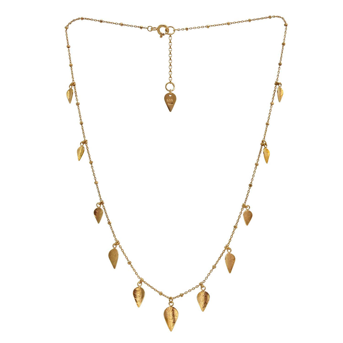 Cara tonkin at ethical jeweller E.C.One London KOMOREBI Scattered Leaves Necklace gold plated