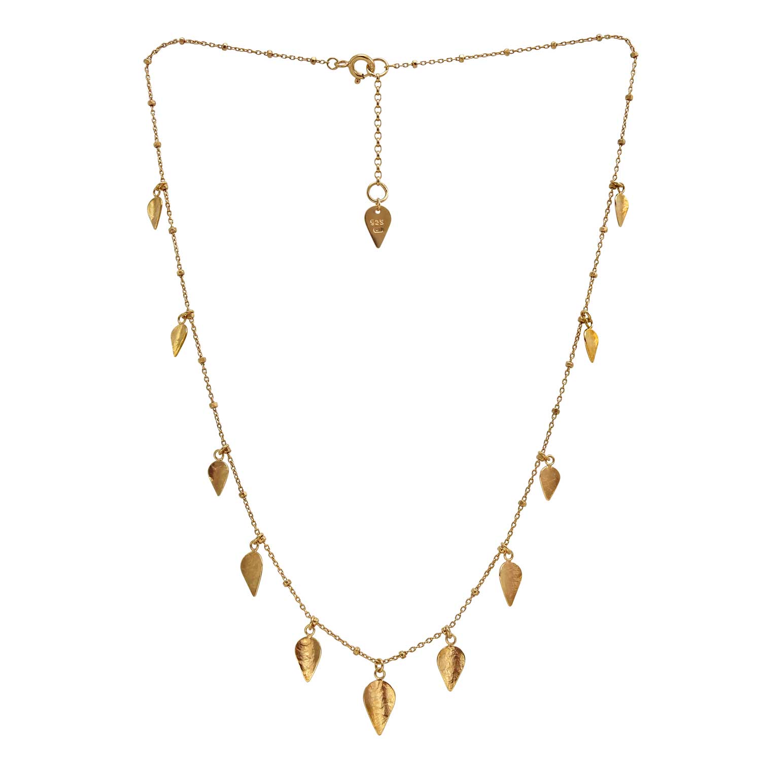 Cara tonkin at ethical jeweller E.C.One London KOMOREBI Scattered Leaves Necklace gold plated