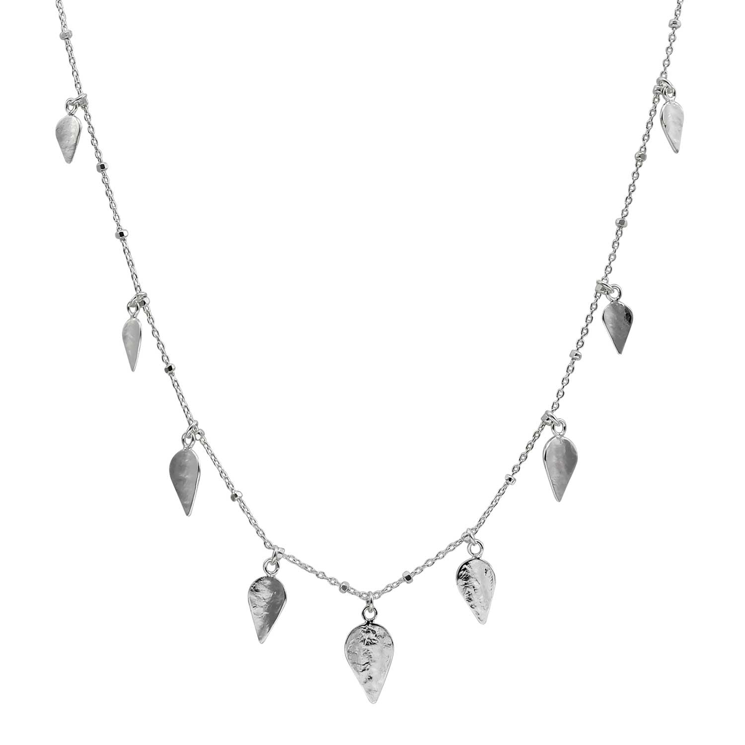 Cara tonkin at ethical jeweller E.C.One London KOMOREBI Scattered Leaves Necklace Silver