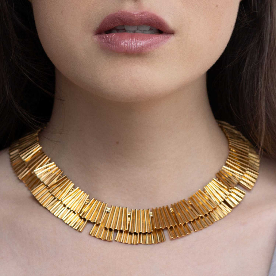 Cara Tonkin Fanned Collar Necklace Gold Plated at ethical jewellers E.C. One London
