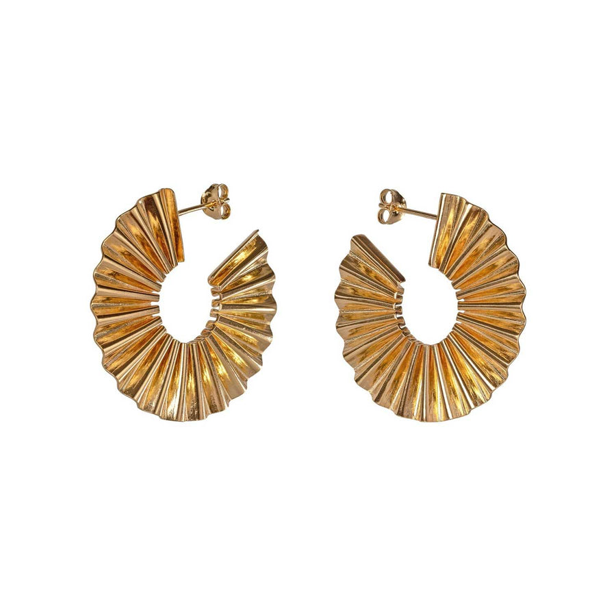 Cara Tonkin Large Sun Ray Hoop Earrings gold plated Silver at ethical jewellers E.C. One London