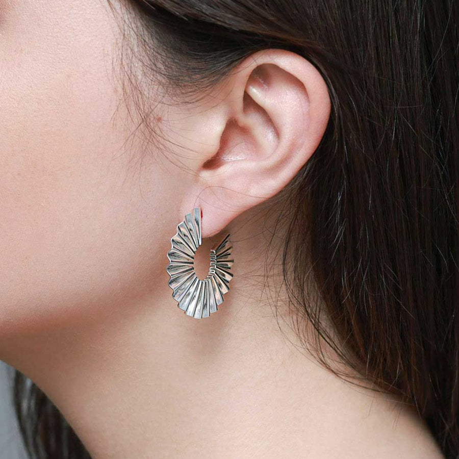 Cara Tonkin Large Sun Ray Hoop Earrings Silver at ethical jewellers E.C. One London