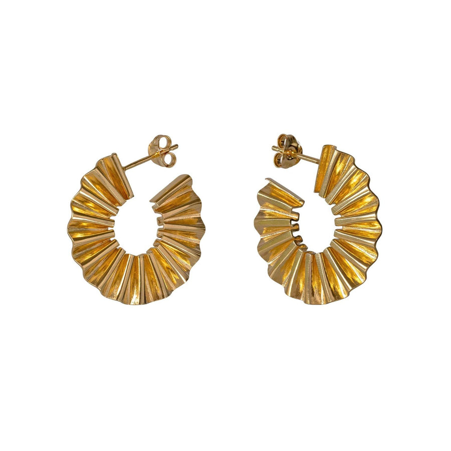 Cara Tonkin Medium Sun Ray Hoop Earrings gold plated Silver at ethical jewellers E.C. One London
