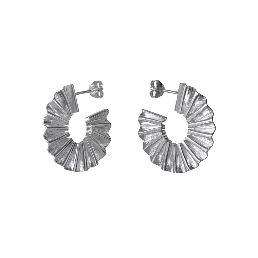 Cara Tonkin Medium Sun Ray Hoop Earrings Silver at ethical jewellers E.C. One London