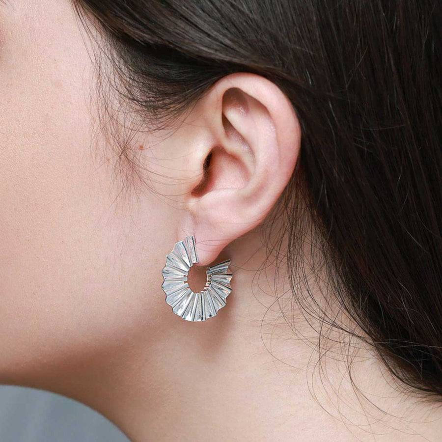 Cara Tonkin Medium Sun Ray Hoop Earrings Silver at ethical jewellers E.C. One London