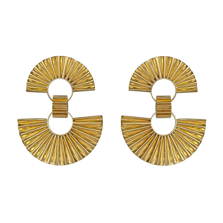 Cara Tonkin Pharaoh Reflection Statement Earrings Gold at ethical jewellers E.C. One London