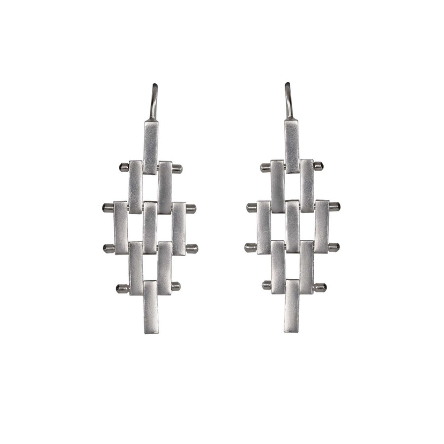 Cara Tonkin Pharaoh Small Rhombus Earrings Silver at ethical jewellers E.C. One London