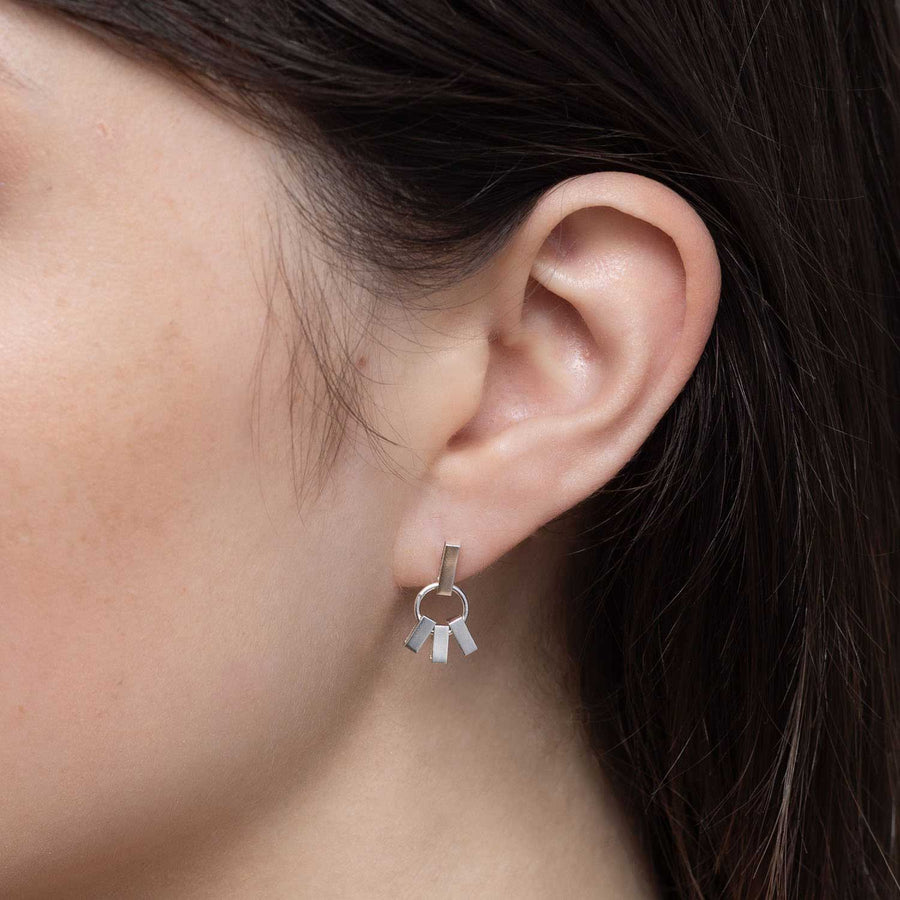 Cara Tonkin Triple Drop Earrings Silver at ethical jewellers E.C. One London