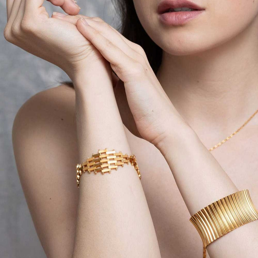 Cara Tonkin Pharaohs Triple Rhombus Large Bracelet gold plated Silver at ethical jewellers E.C. One London