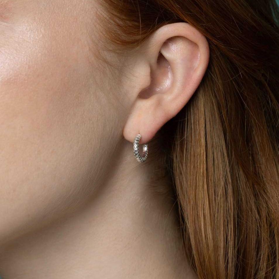 Cara Tonkin at E.C.One London Serpentine Textured Mini Hoop Earrings Gold Plated