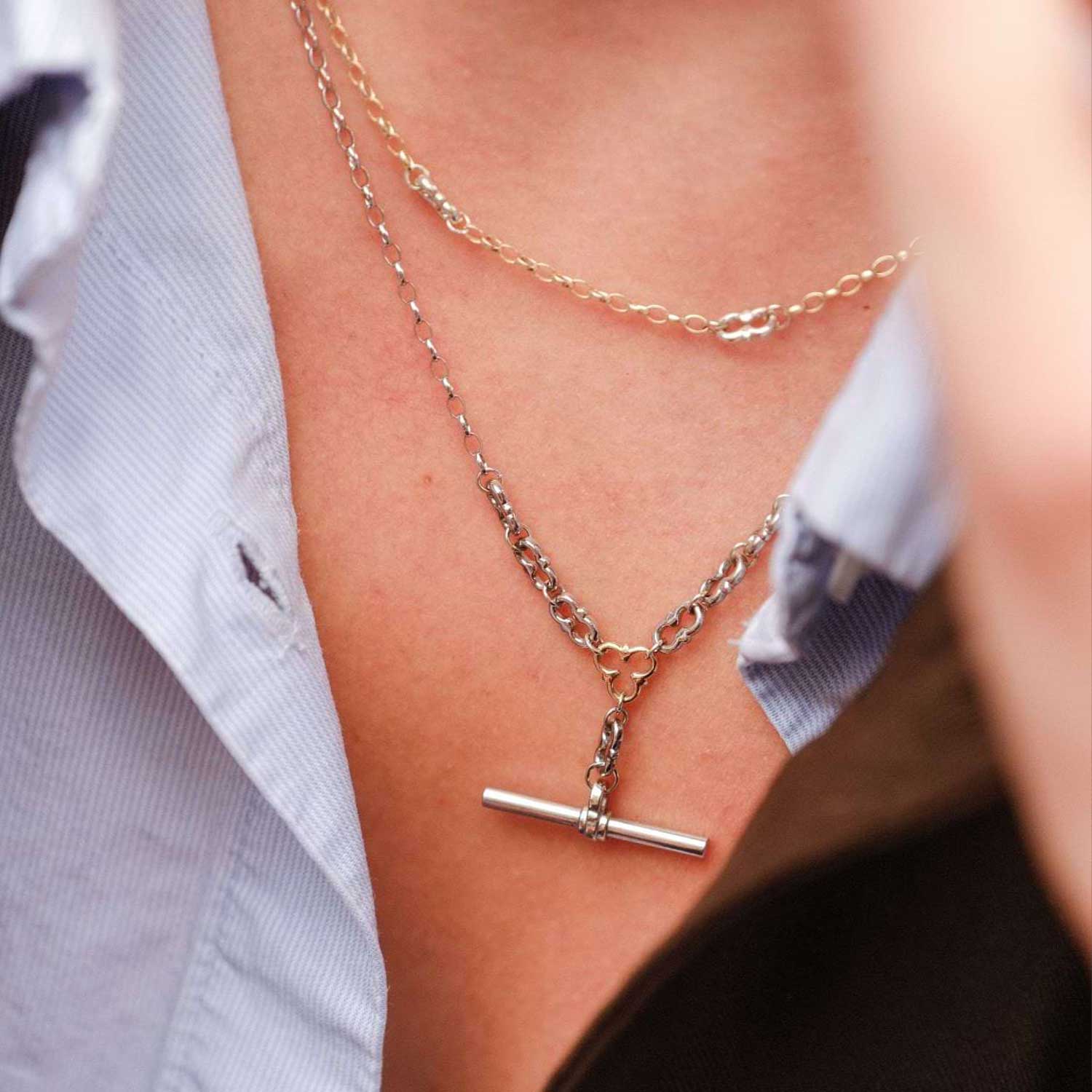 AMWELL Necklace Yellow Gold Signature Chain with White Gold Detail by ethical London B Corp jeweller E.C.One