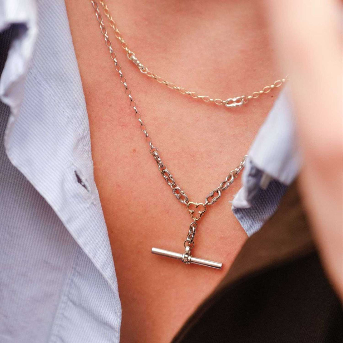 MYDDELTON Necklace White Gold with T-Bar