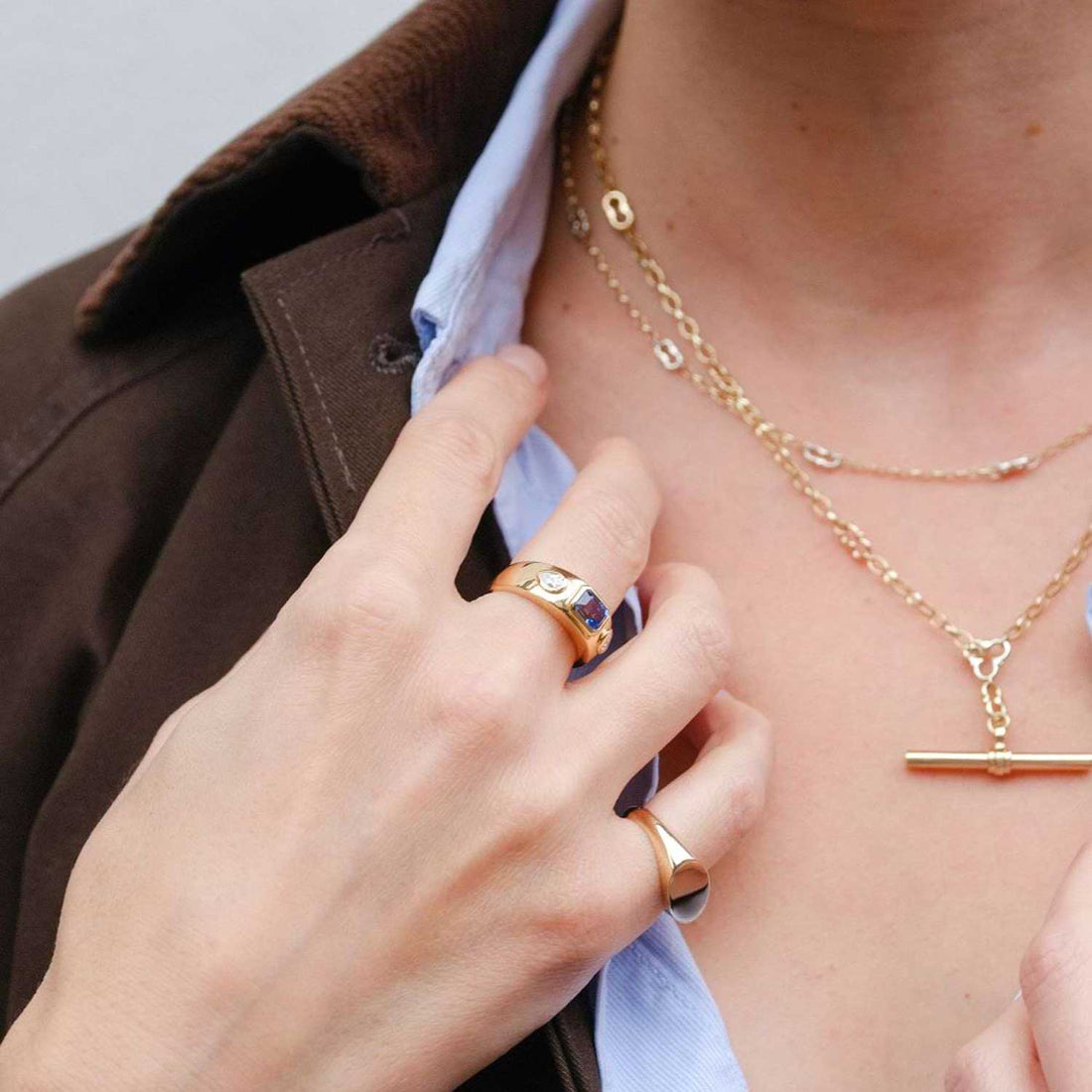 ROSEBERY Necklace Yellow Gold Signature Chain with T-Bar