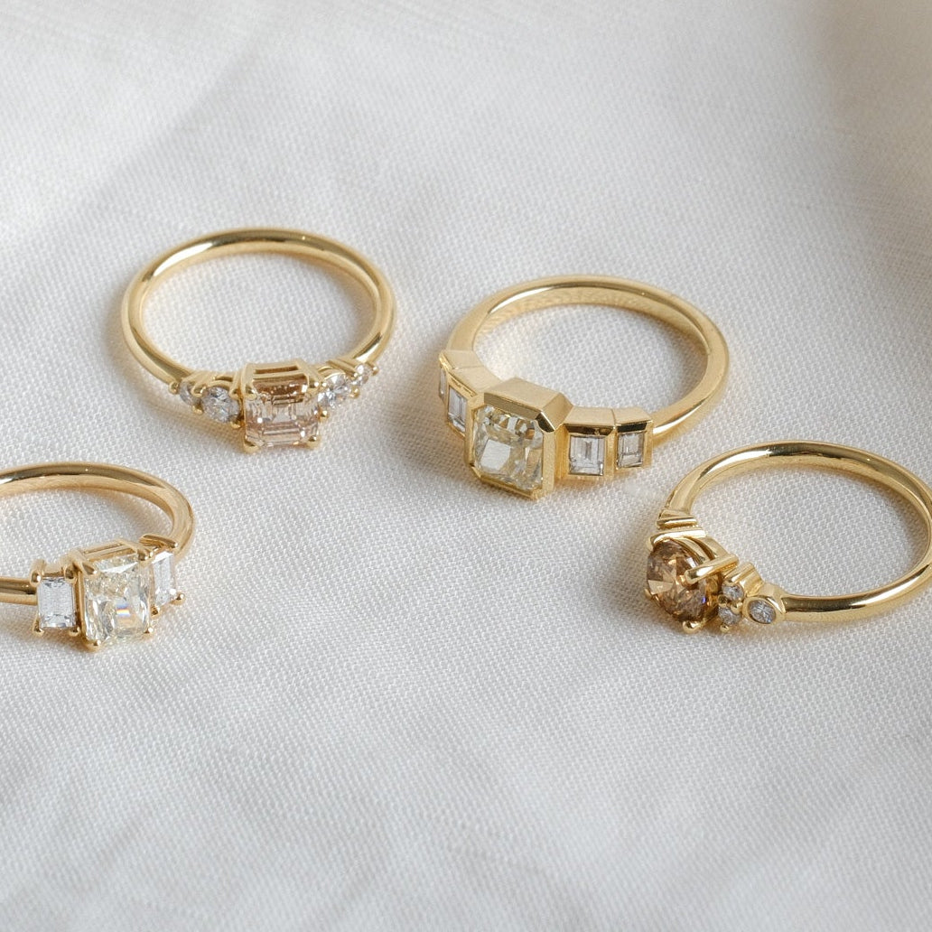EVELYN Deco Yellow Diamond Yellow Gold Engagement Ring