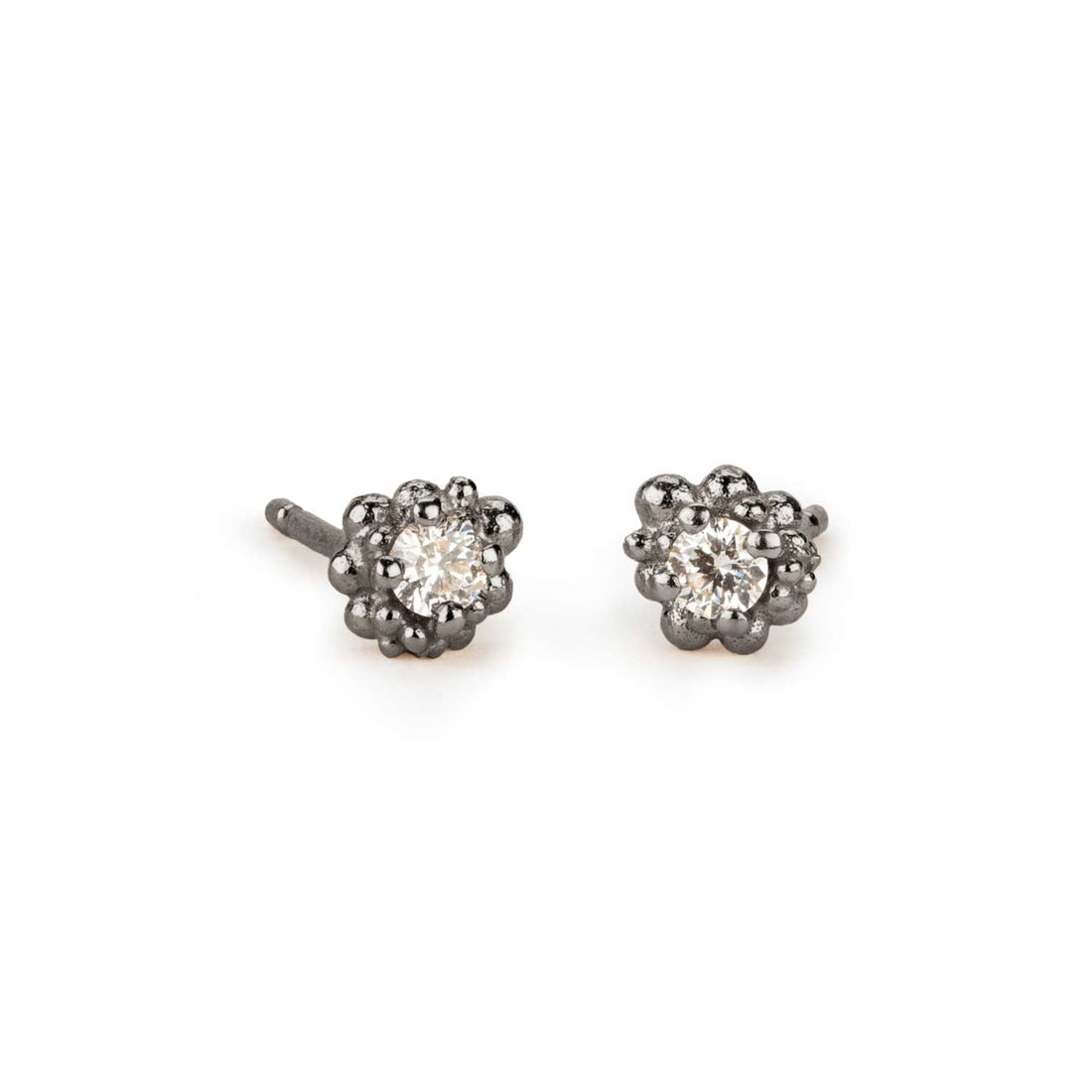 CLUSTER Diamond Stud Earrings White Gold by Hannah Bedford at ethical jewellery E.C.One London