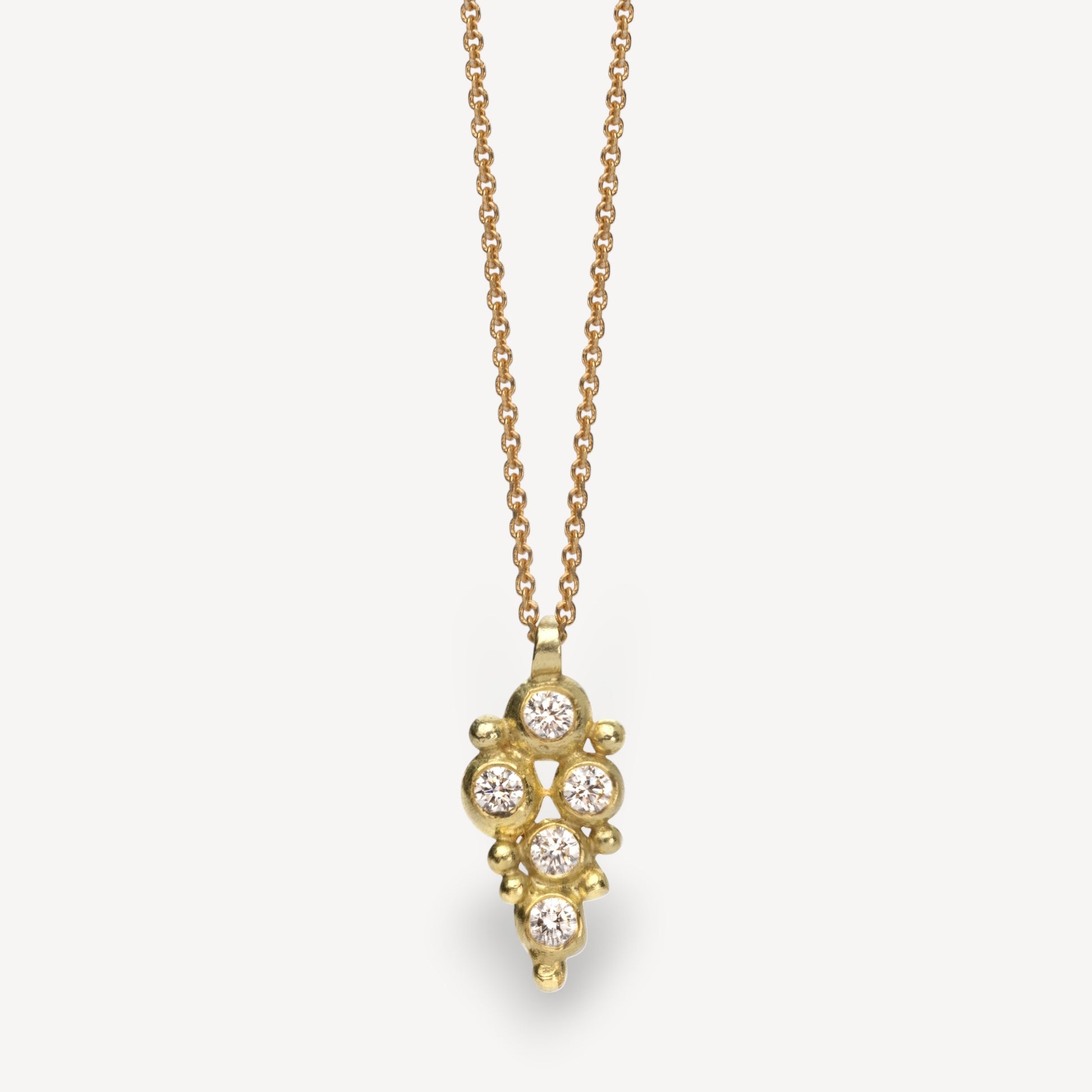 CLUSTER Granule Diamond Necklace in Yellow Gold by Hannah Bedford at ethical jeweller E.C.One London