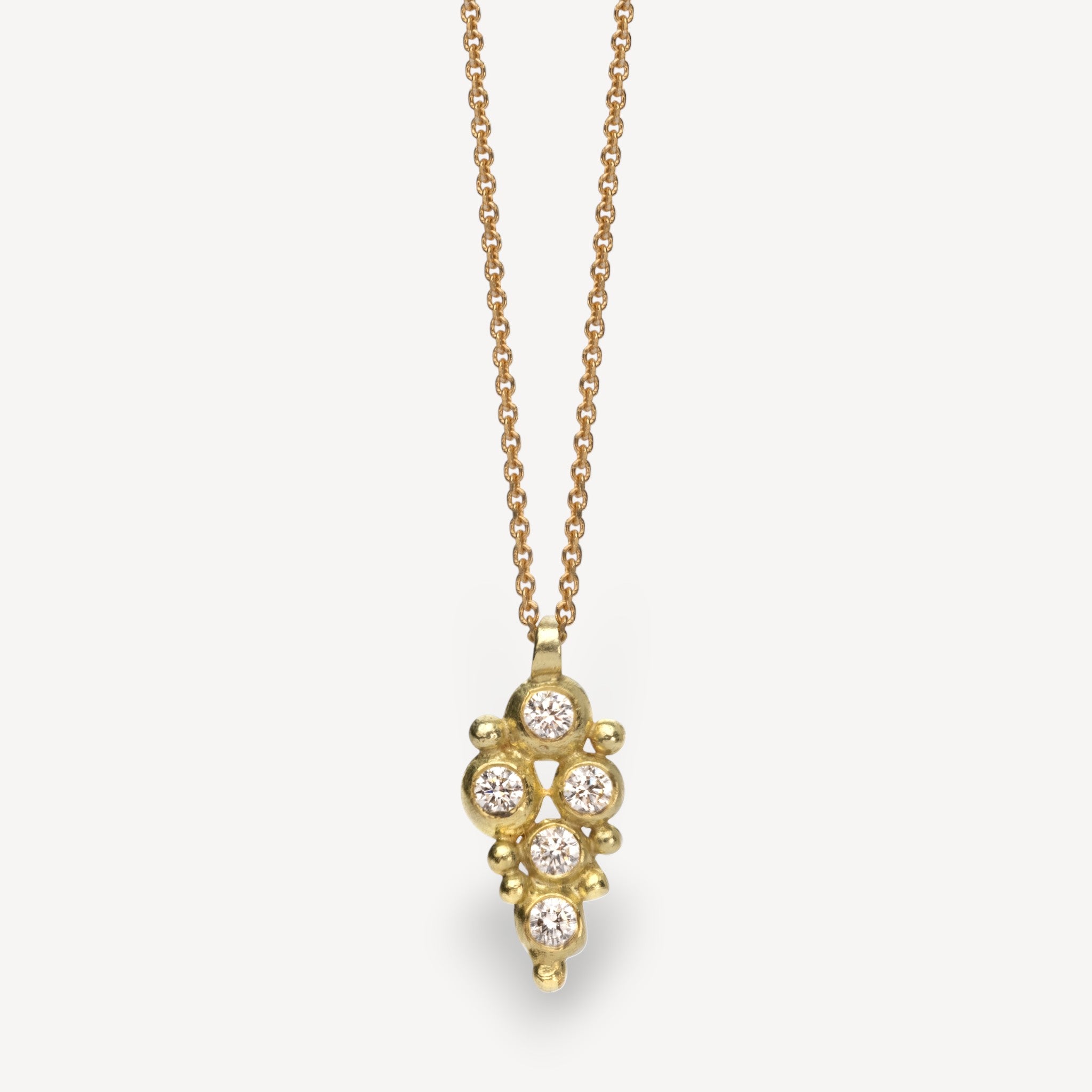 CLUSTER Granule Diamond Necklace in Yellow Gold by Hannah Bedford at ethical jeweller E.C.One London