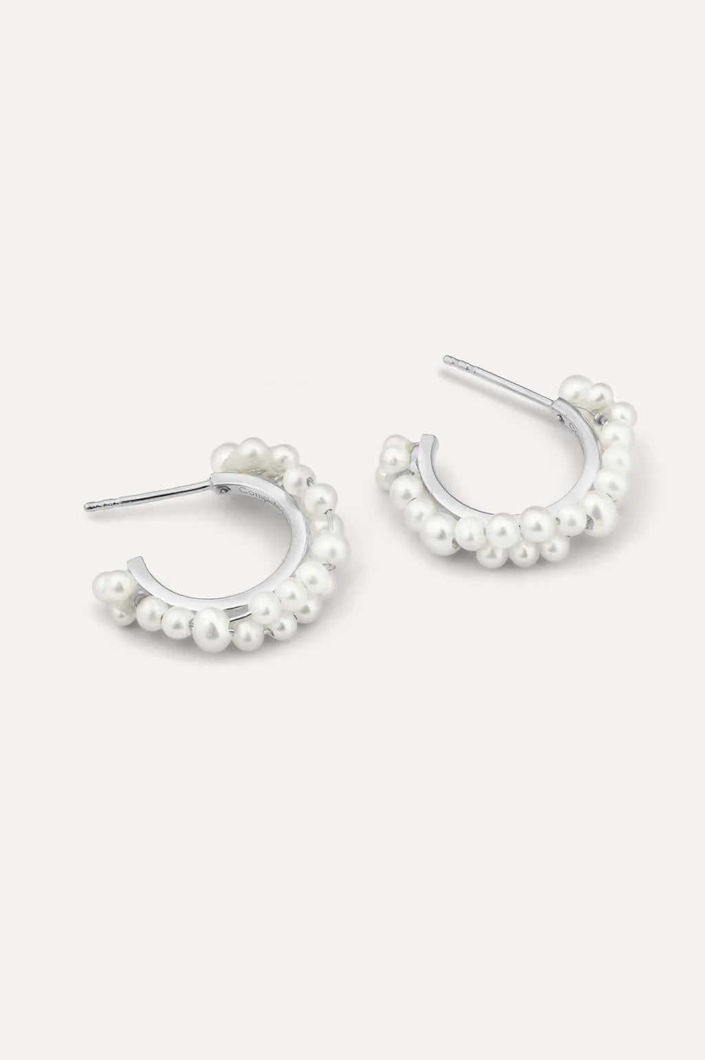STRATUS Hoop Earrings with Pearls Silver