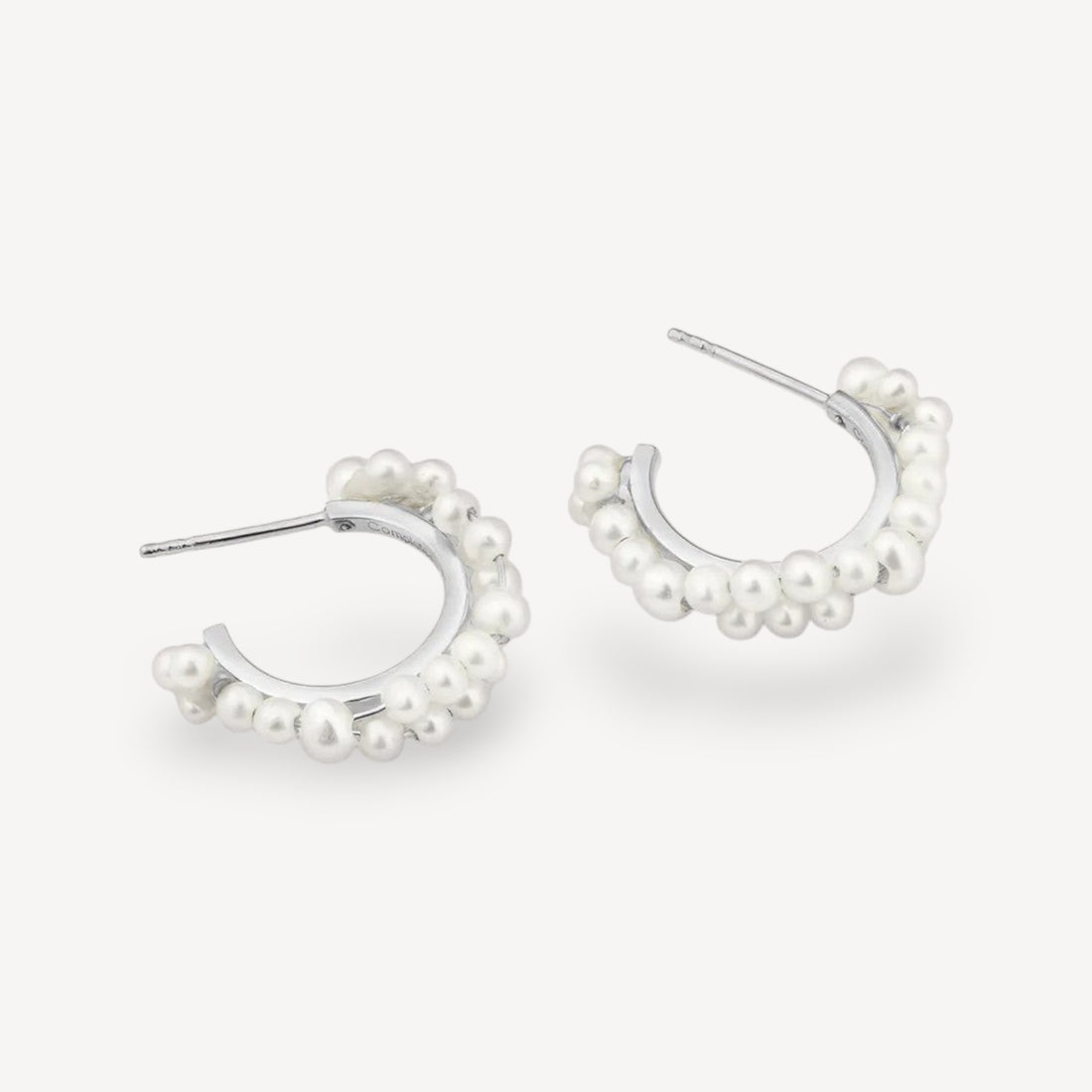 STRATUS Hoop Earrings with Pearls Silver