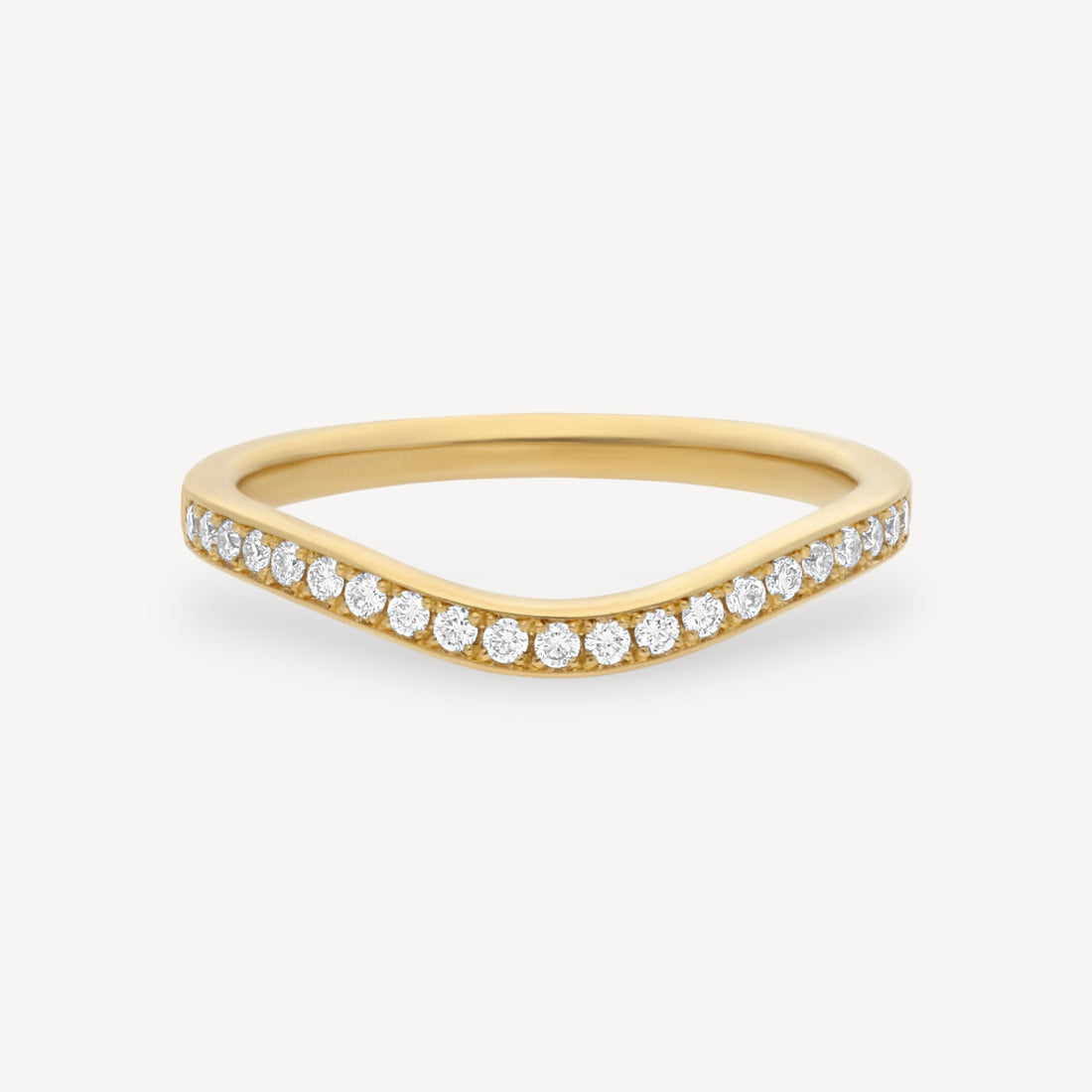 EMMA Curved Pave Diamond Half Eternity Ring Yellow Gold