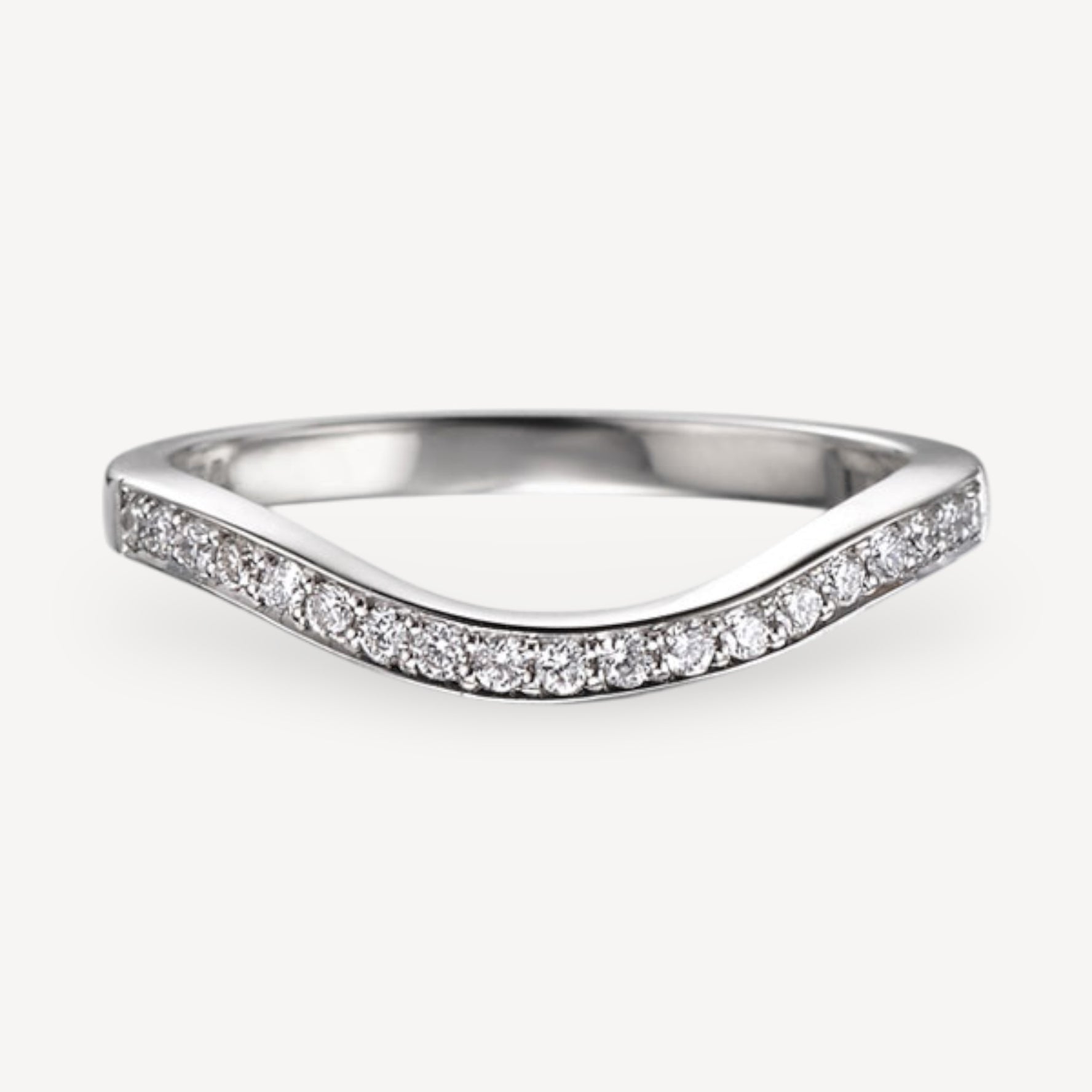 Curved pave Diamond Half Eternity Ring 18ct White Gold