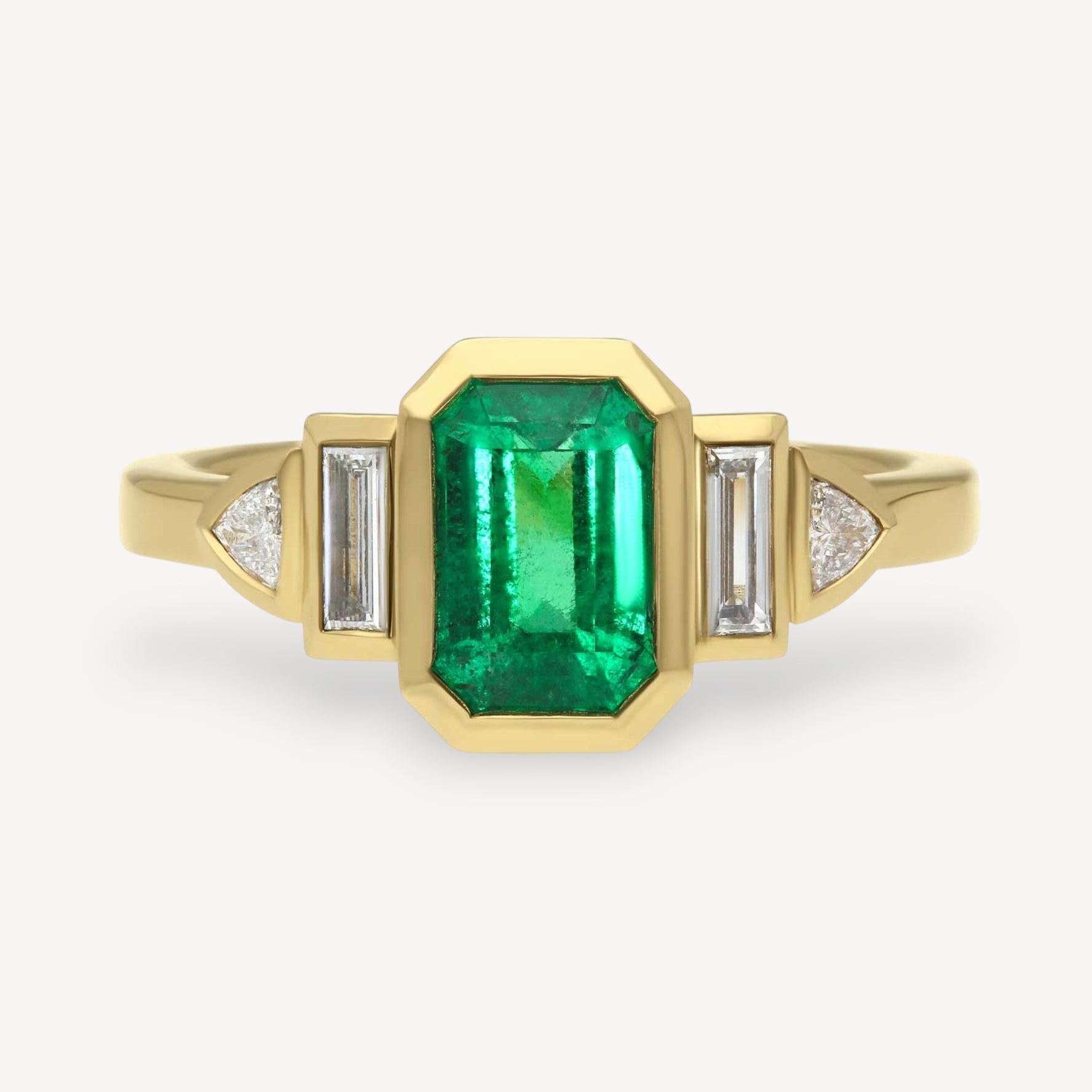 DAPHNE Deco Emerald and Diamond Engagement Ring