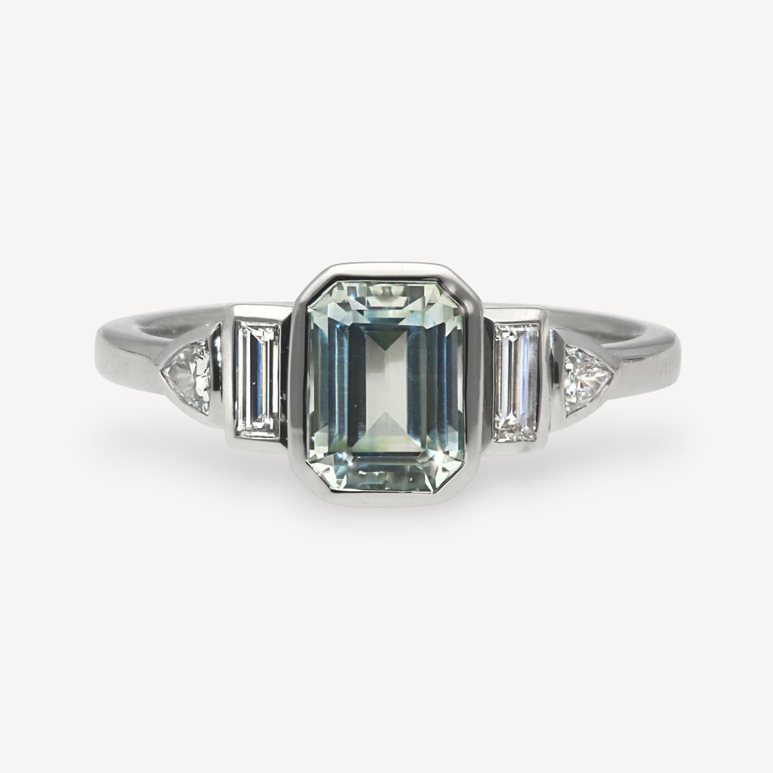 DAPHNE Mint Sapphire and Diamond Platinum Engagement Ring