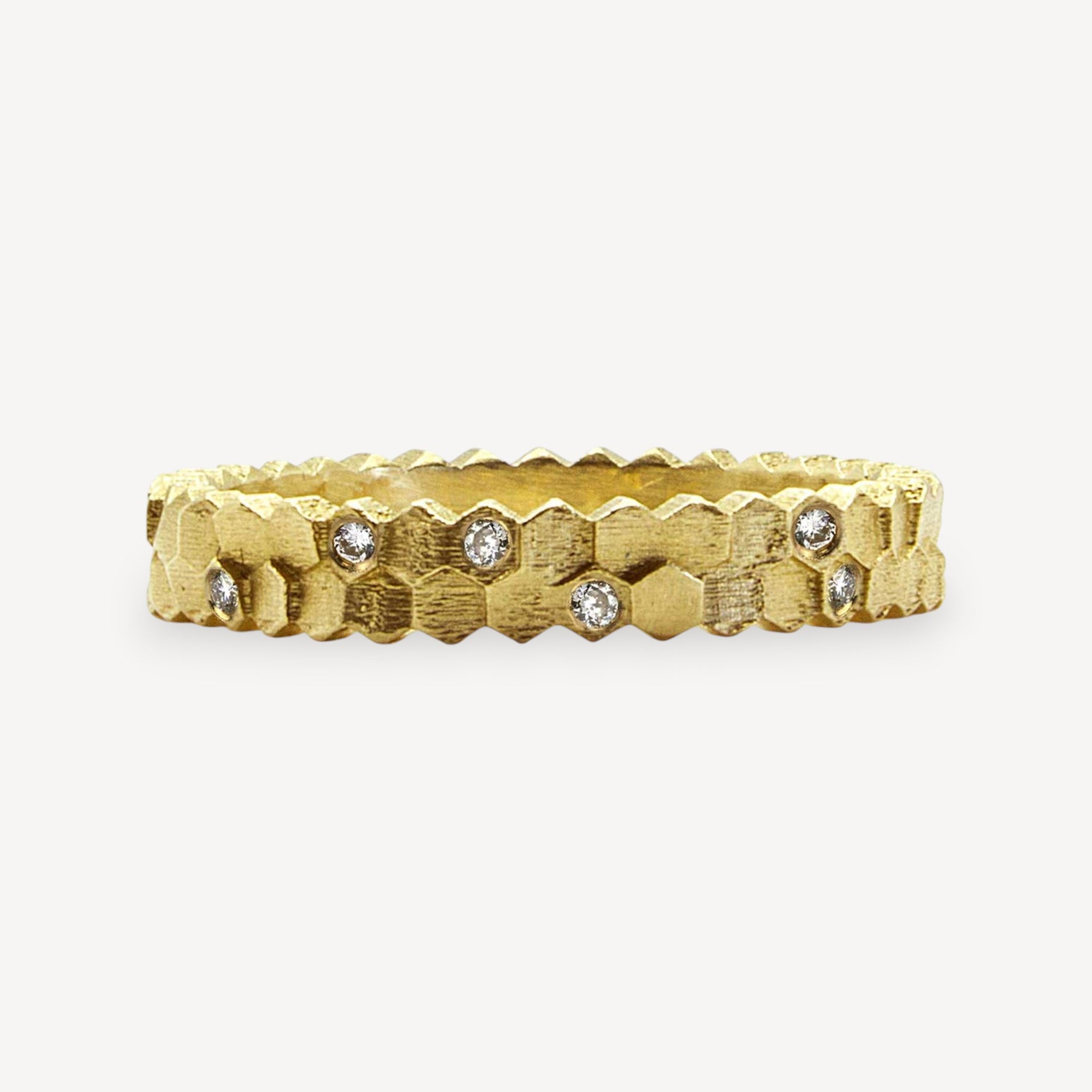 HEX Double Ring Yellow Gold with Diamonds