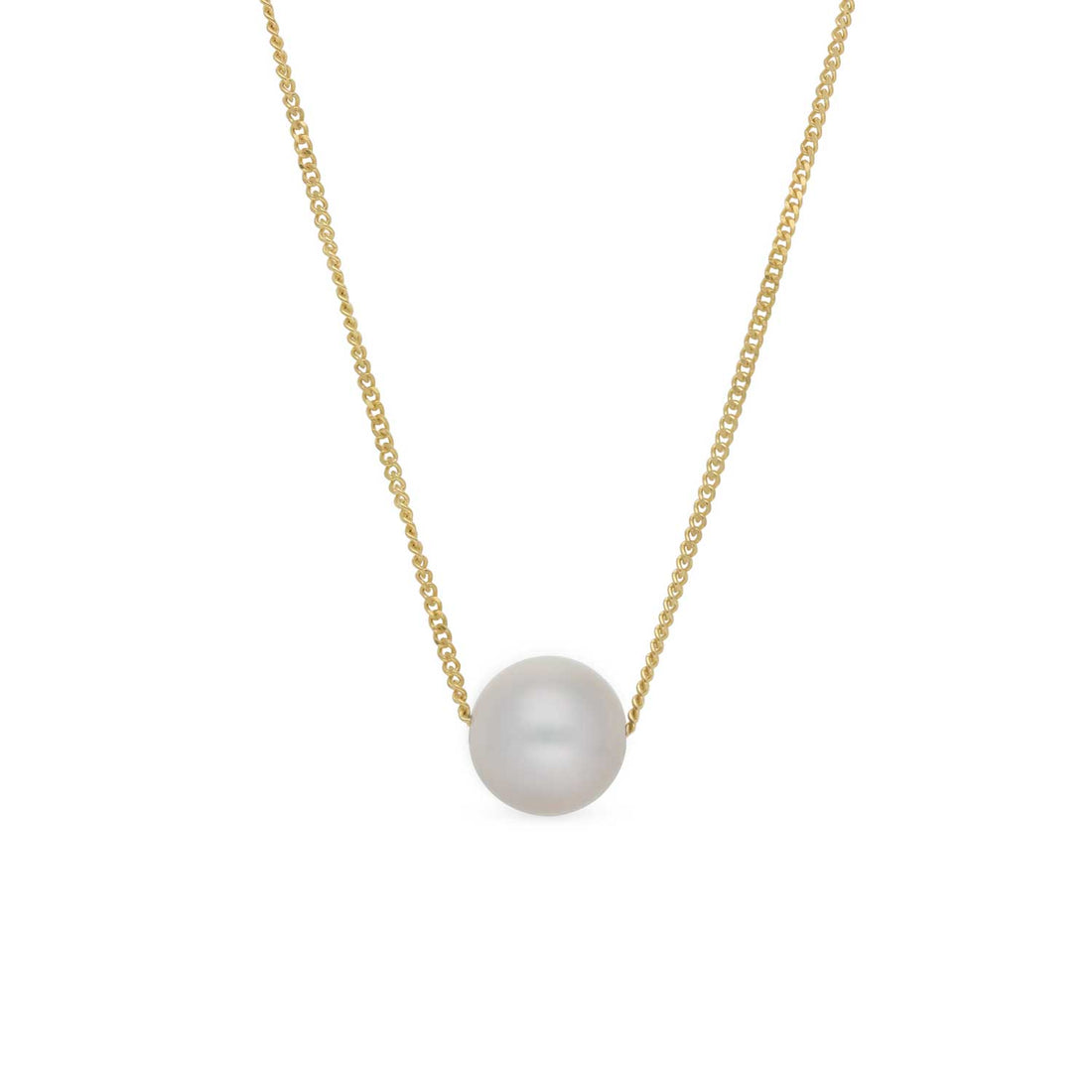 Sliding Small Grey Pearl Necklace Yellow Gold Chain at ethical jeweller E.C.One London