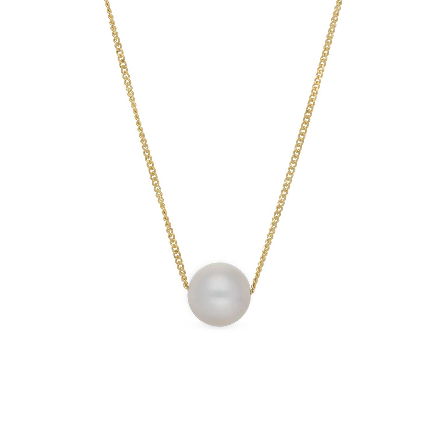 Sliding Small Grey Pearl Necklace Yellow Gold Chain at ethical jeweller E.C.One London