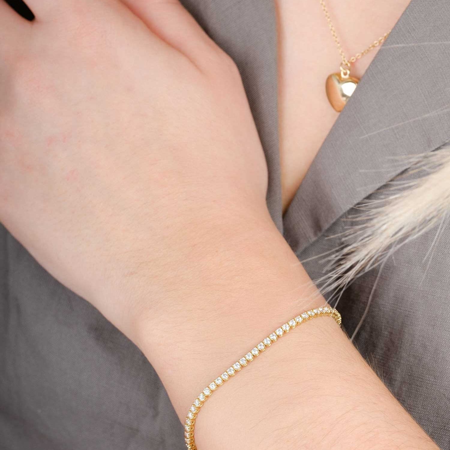 2.23ct Diamond Tennis Bracelet Yellow Gold by ethical jeweller E.C.One London in our B Corp certified workshop